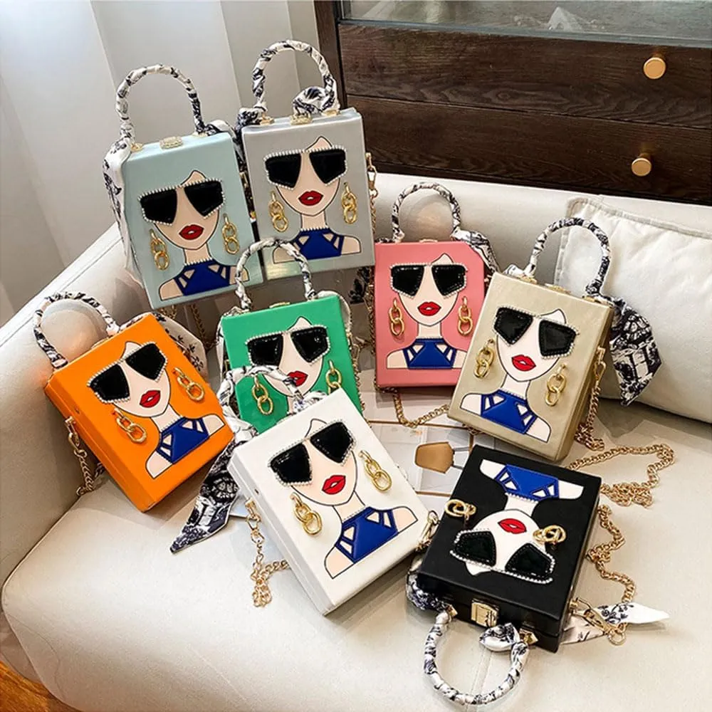 Novelty Unique 3D Lady Face PU Leather Top Handle Satchel Handbags for Women Funky Tote Purse Hobo Crossbody Shoulder bags