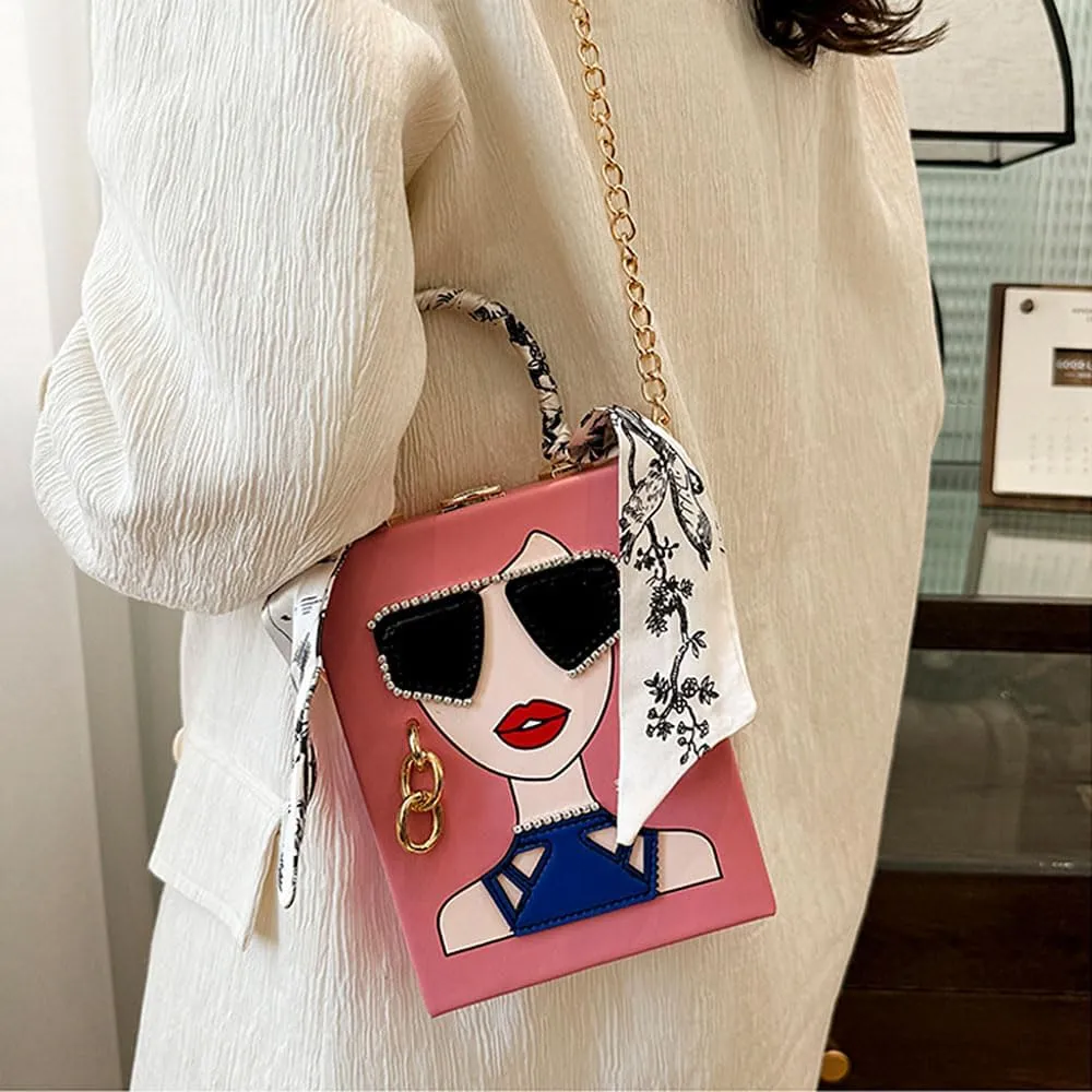 Novelty Unique 3D Lady Face PU Leather Top Handle Satchel Handbags for Women Funky Tote Purse Hobo Crossbody Shoulder bags