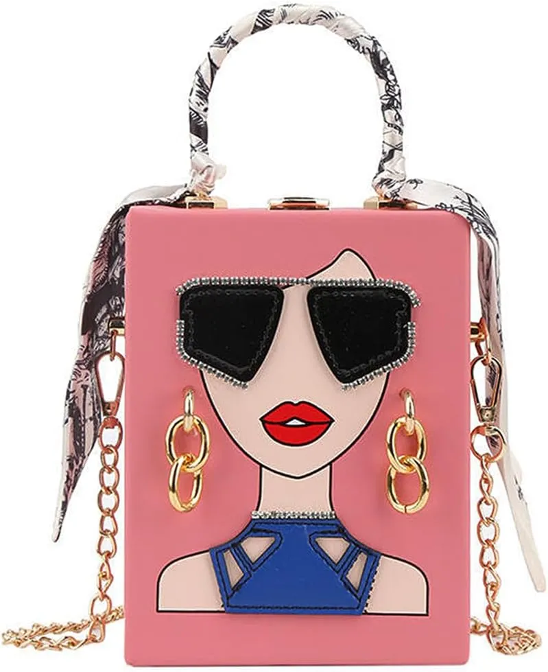 Novelty Unique 3D Lady Face PU Leather Top Handle Satchel Handbags for Women Funky Tote Purse Hobo Crossbody Shoulder bags