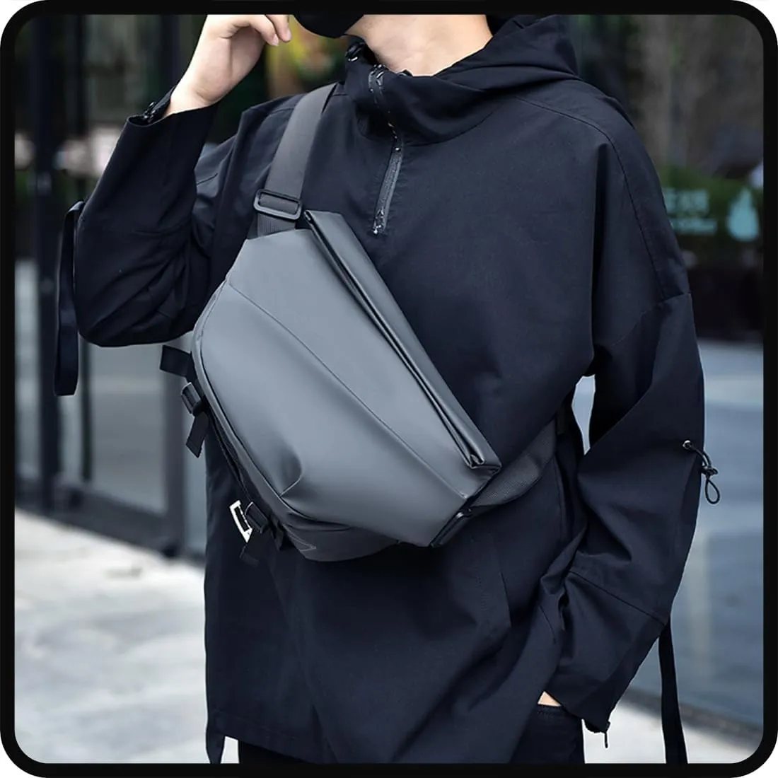 Obsidian Sling Bag,Empiria Sling Bag,Mens Women Empiria Obsidian Crossbody Waterproof Sling Bag for Travel,Gym,Cycling (one size,Blue)