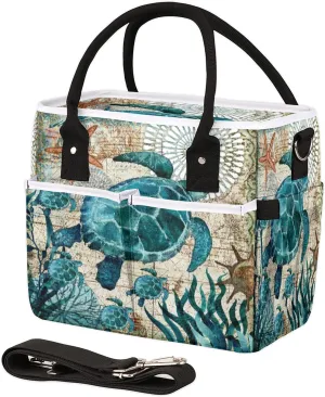 Ocean Sea Turtles Lunch Bag Large Lunch Tote Bag, Leakproof Reusable Insulated Lunch Box Organizer for Work School Picnic Beach Hiking, Cooler Bag with Adjustable Shoulder Strap for Women Men…