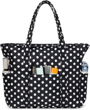 Octsky Roomy Beach Bags for Women - Waterproof Sandproof Beach Tote with Dual Zipper and Wet Pocket - 3 Outside Pockets