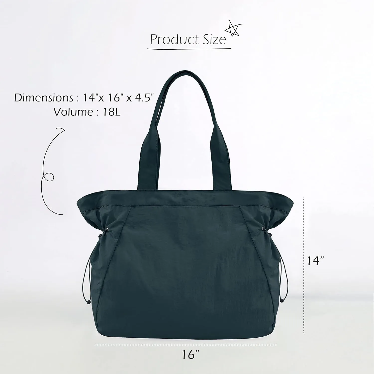 ODODOS 18L Side-Cinch Shopper Bags Lightweight Shoulder Bag Tote Handbag for Shopping Workout Beach Travel