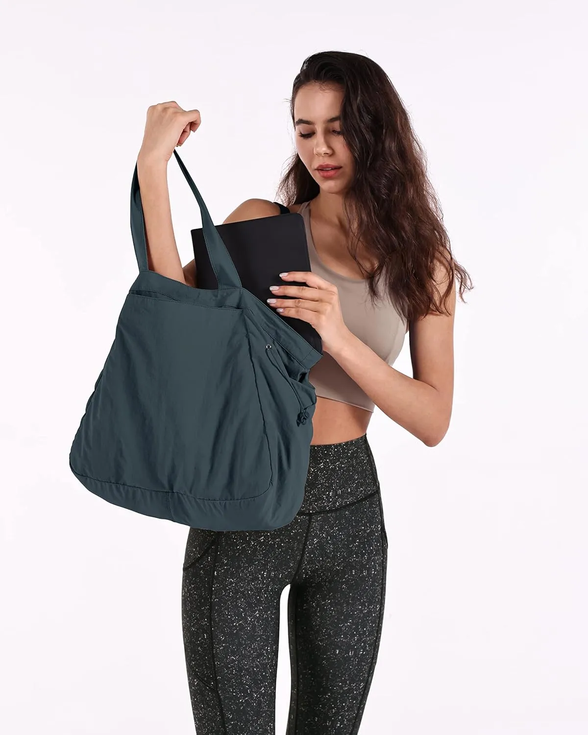 ODODOS 18L Side-Cinch Shopper Bags Lightweight Shoulder Bag Tote Handbag for Shopping Workout Beach Travel