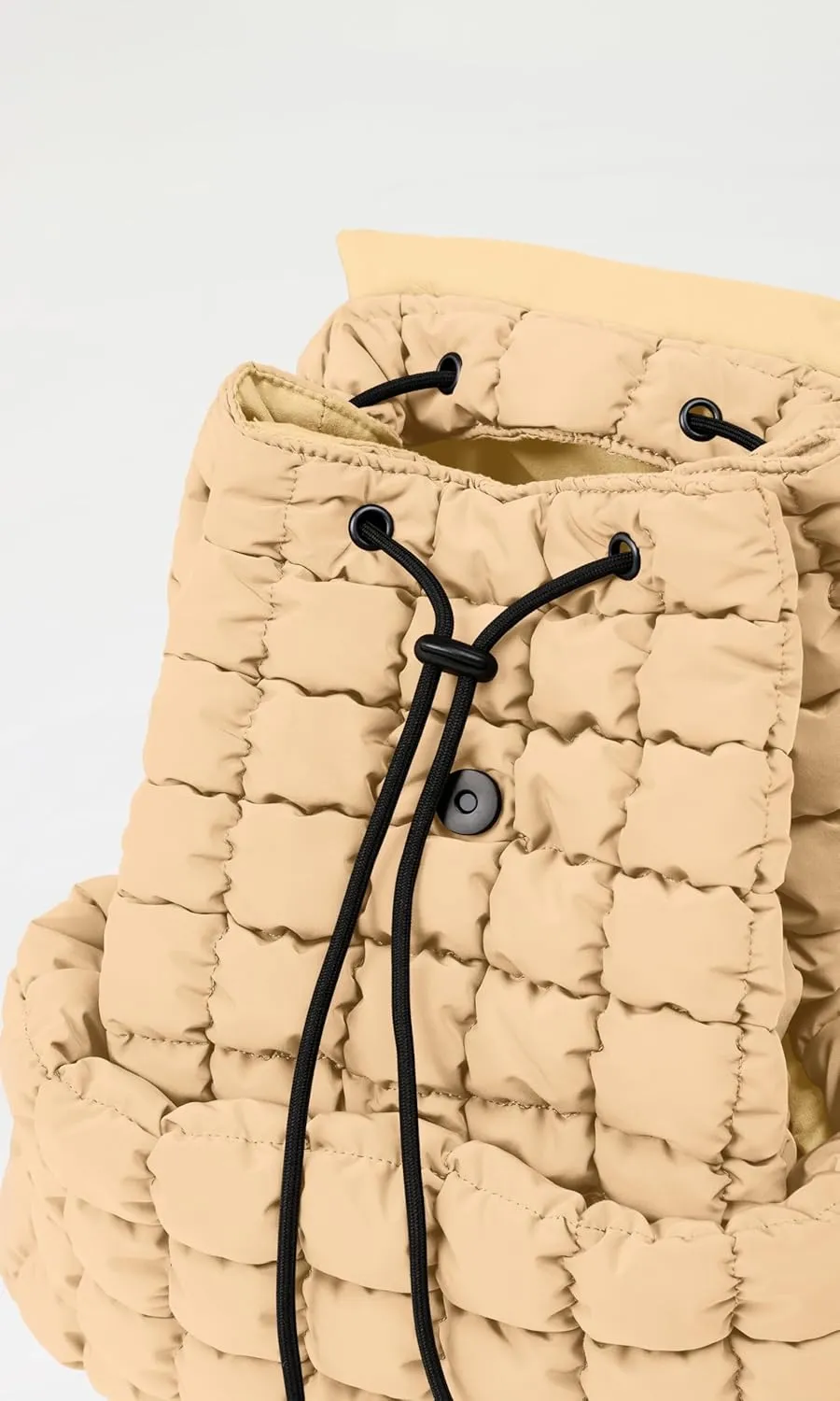 ODODOS Quilted Backpack 2.0 for Women Lightweight Puffer Hiker Pack Drawstring Padding Travel Gym Bag, Beige