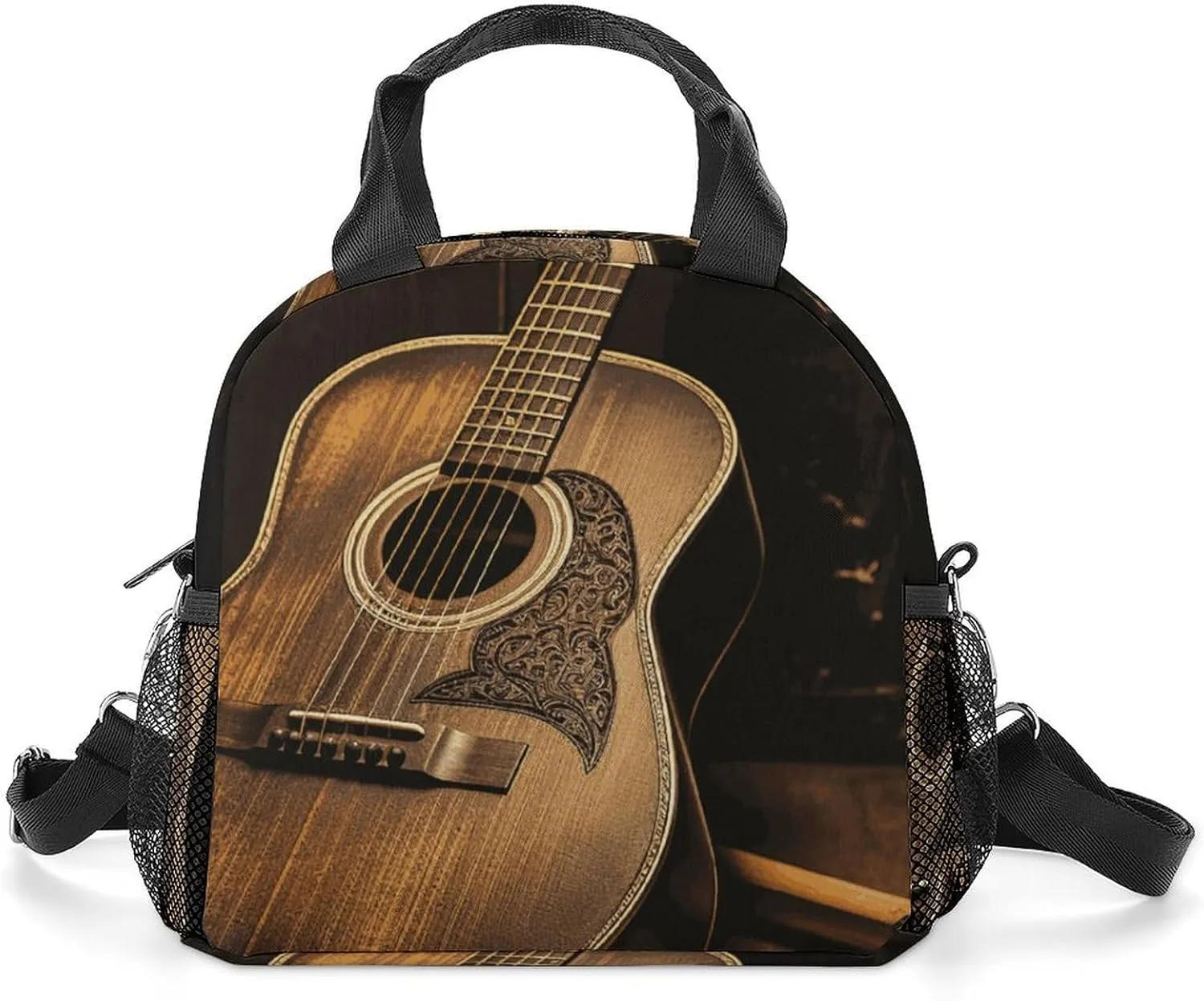 Old West Guitar Insulated Lunch Bag Portable Lunch Box Tote Cooler Bags Lunchbox For Travel Picnic Work
