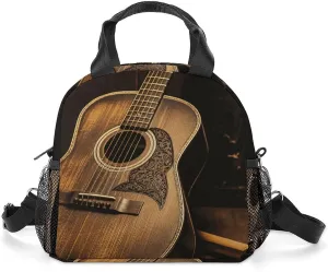 Old West Guitar Insulated Lunch Bag Portable Lunch Box Tote Cooler Bags Lunchbox For Travel Picnic Work