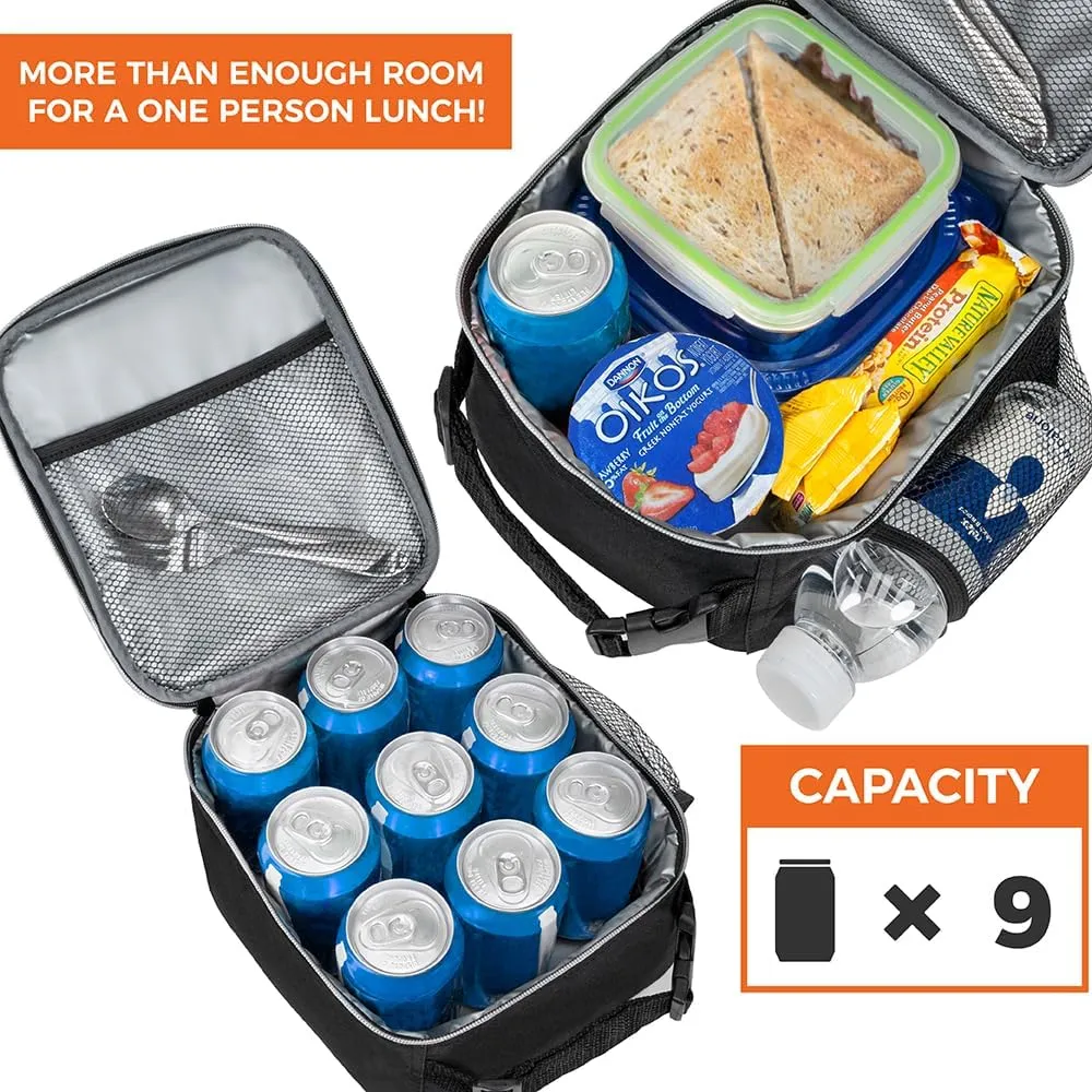 opux Premium Insulated Lunch Box, Soft School Lunch Bag for Kids Boys Girls, Leakproof Small Lunch Pail Men Women Work, Reusable Compact Cooler Tote Lunchbox for Office Adult, Navy