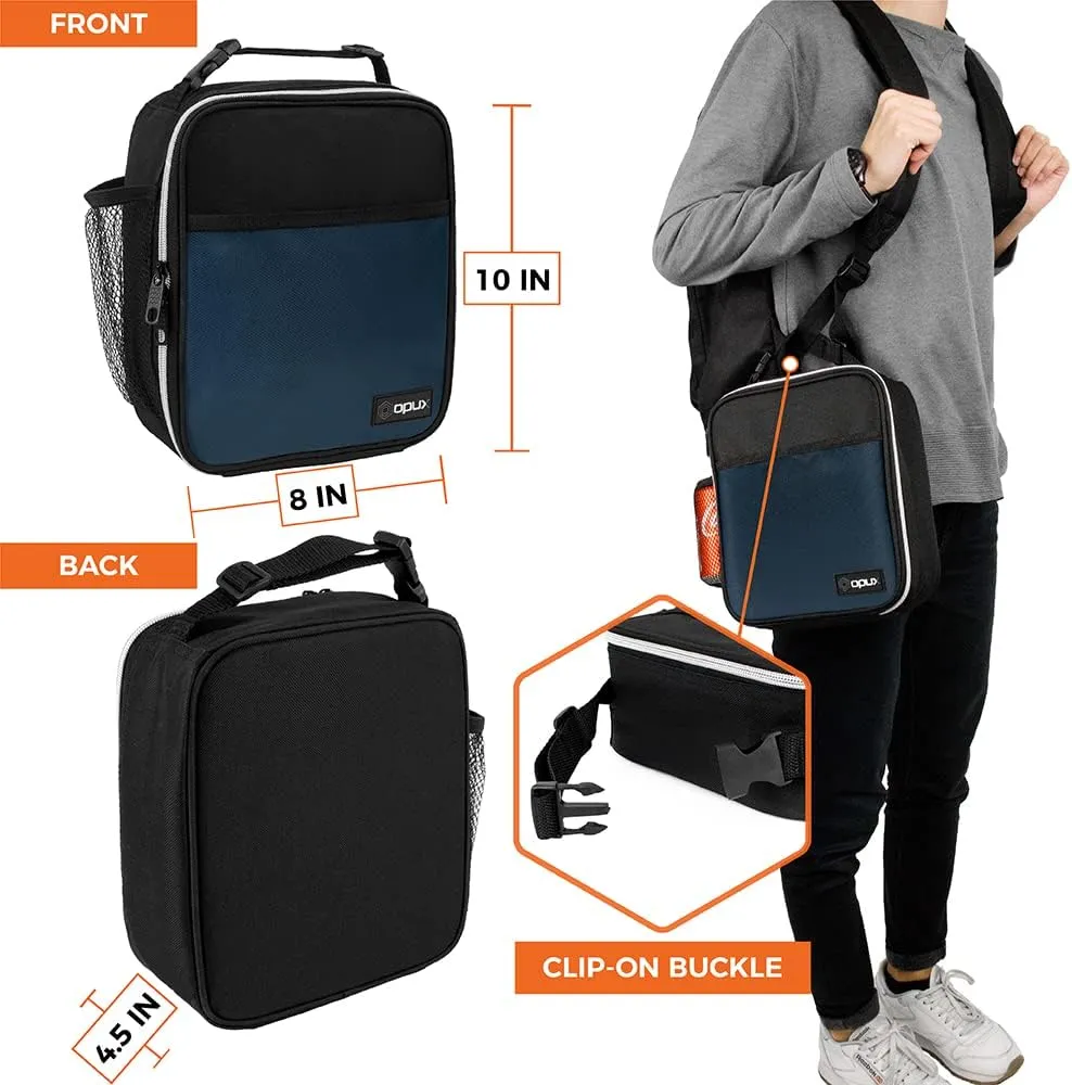 opux Premium Insulated Lunch Box, Soft School Lunch Bag for Kids Boys Girls, Leakproof Small Lunch Pail Men Women Work, Reusable Compact Cooler Tote Lunchbox for Office Adult, Navy
