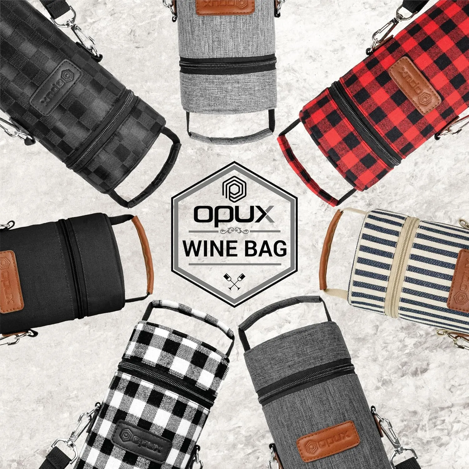 opux Wine Bag Single Bottle Carrier Tote, Insulated Wine Cooler Bag for Travel Picnic Beach with Shoulder Strap, Thermal One Bottle Holder Carrying Case Wine Gift for Women Men, Black