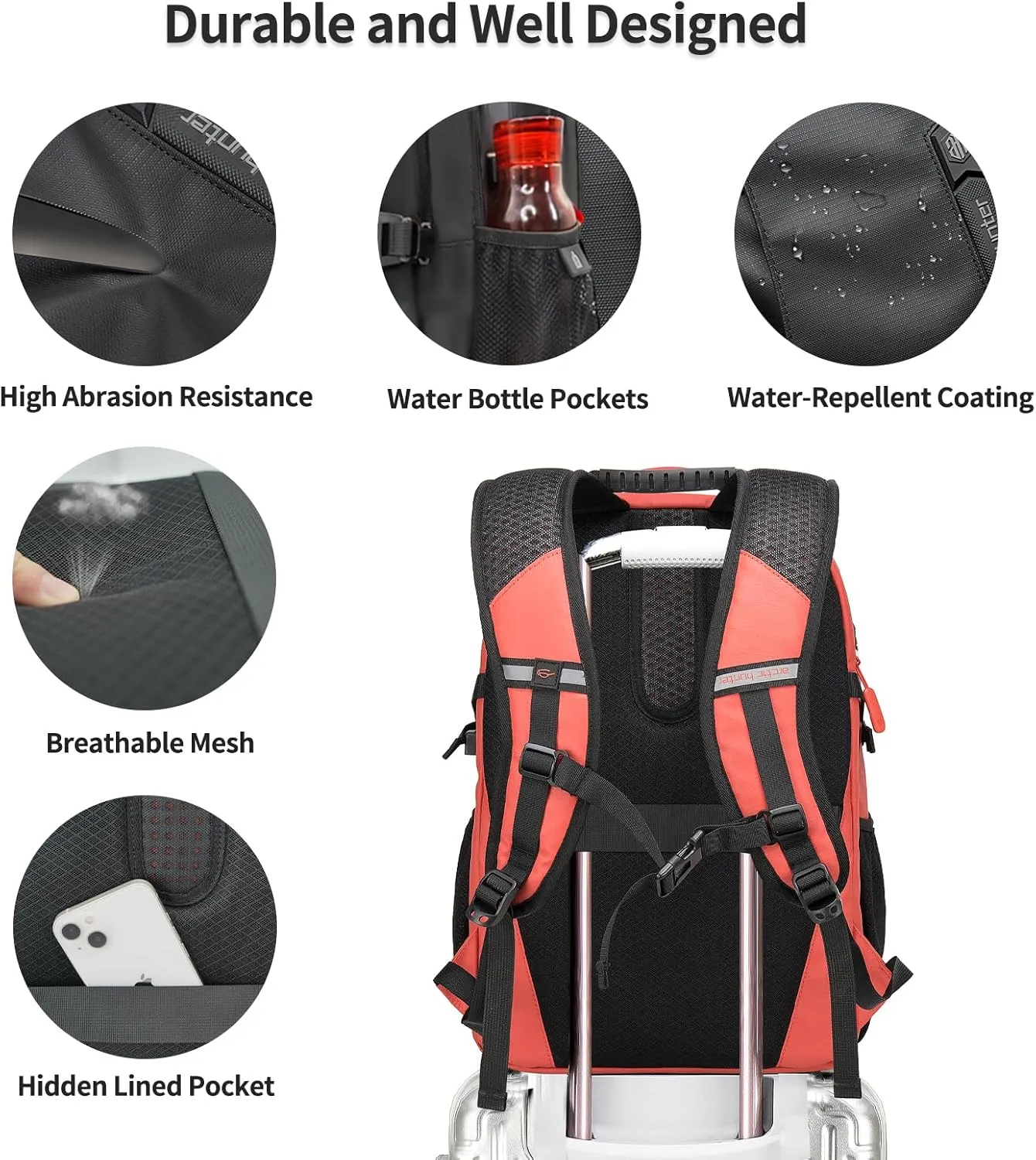 Orange (Yellow) 15.6 In Laptop Travel Backpack for Couple Women Men, 30L Anti-Theft Compact Carry on Travel Flight Approved for Work, Commuting, and Weekend Casual Daypack