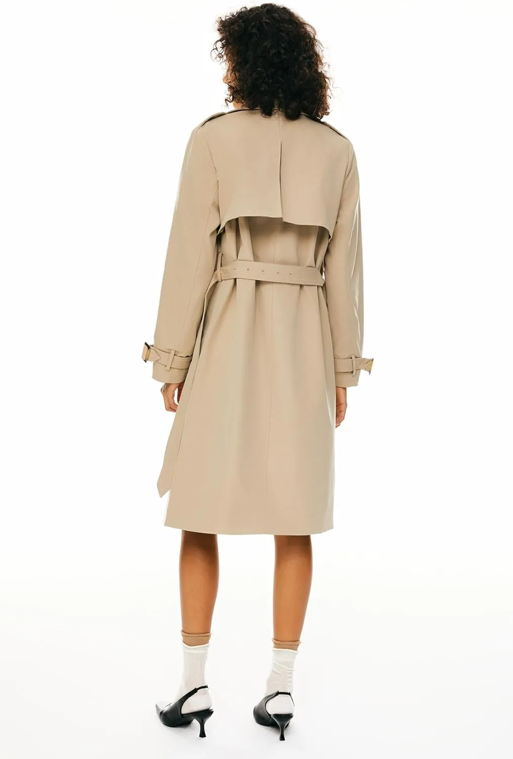 Orolay Women's 3/4 Length Double Breasted Trench Coat Lapel Jacket with Belt