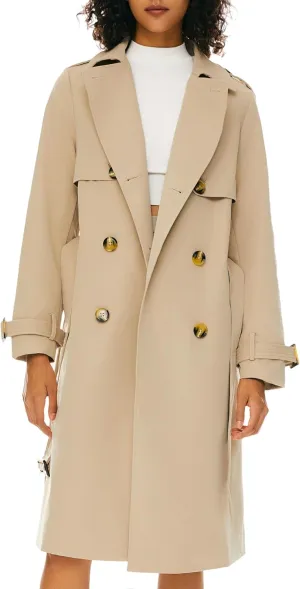 Orolay Women's 3/4 Length Double Breasted Trench Coat Lapel Jacket with Belt