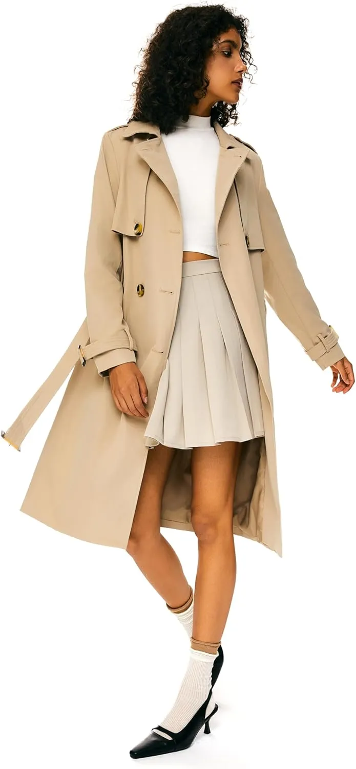 Orolay Women's 3/4 Length Double Breasted Trench Coat Lapel Jacket with Belt
