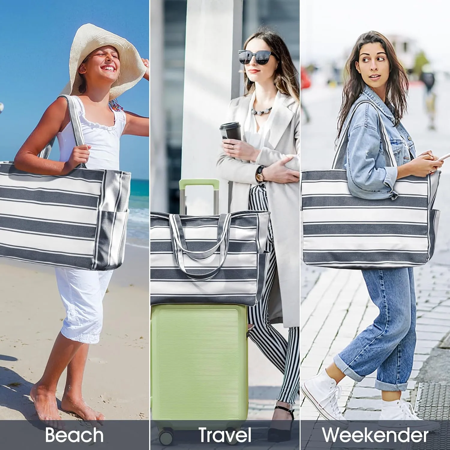 oscaurt Beach Bags for Women Travel Weekender Bag Swim Pool Bag Gifts for Women Travel Beach Essentials