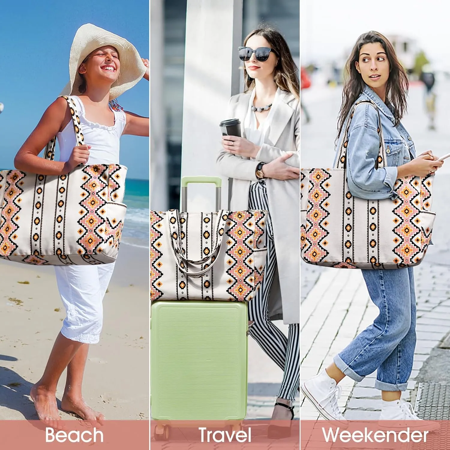 oscaurt Beach Bags for Women Travel Weekender Bag Swim Pool Bag Gifts for Women Travel Beach Essentials