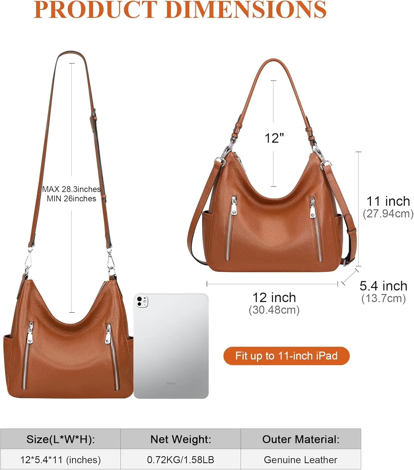 Over Earth Genuine Leather Purses and Handbags for Women Hobo Shoulder Bag Ladies Crossbody Bags Medium