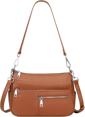 Over Earth Genuine Leather Shoulder Bag Small Crossbody Handbags for Women Ladies Purse