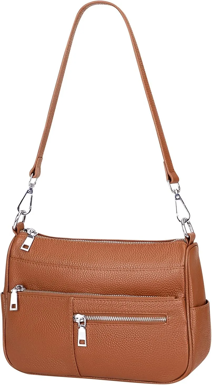 Over Earth Genuine Leather Shoulder Bag Small Crossbody Handbags for Women Ladies Purse