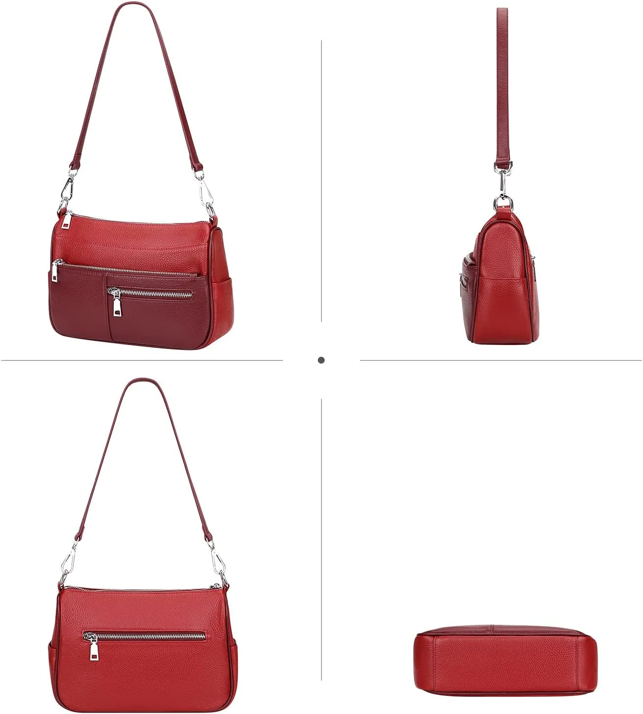 Over Earth Genuine Leather Shoulder Bag Small Crossbody Handbags for Women Ladies Purse