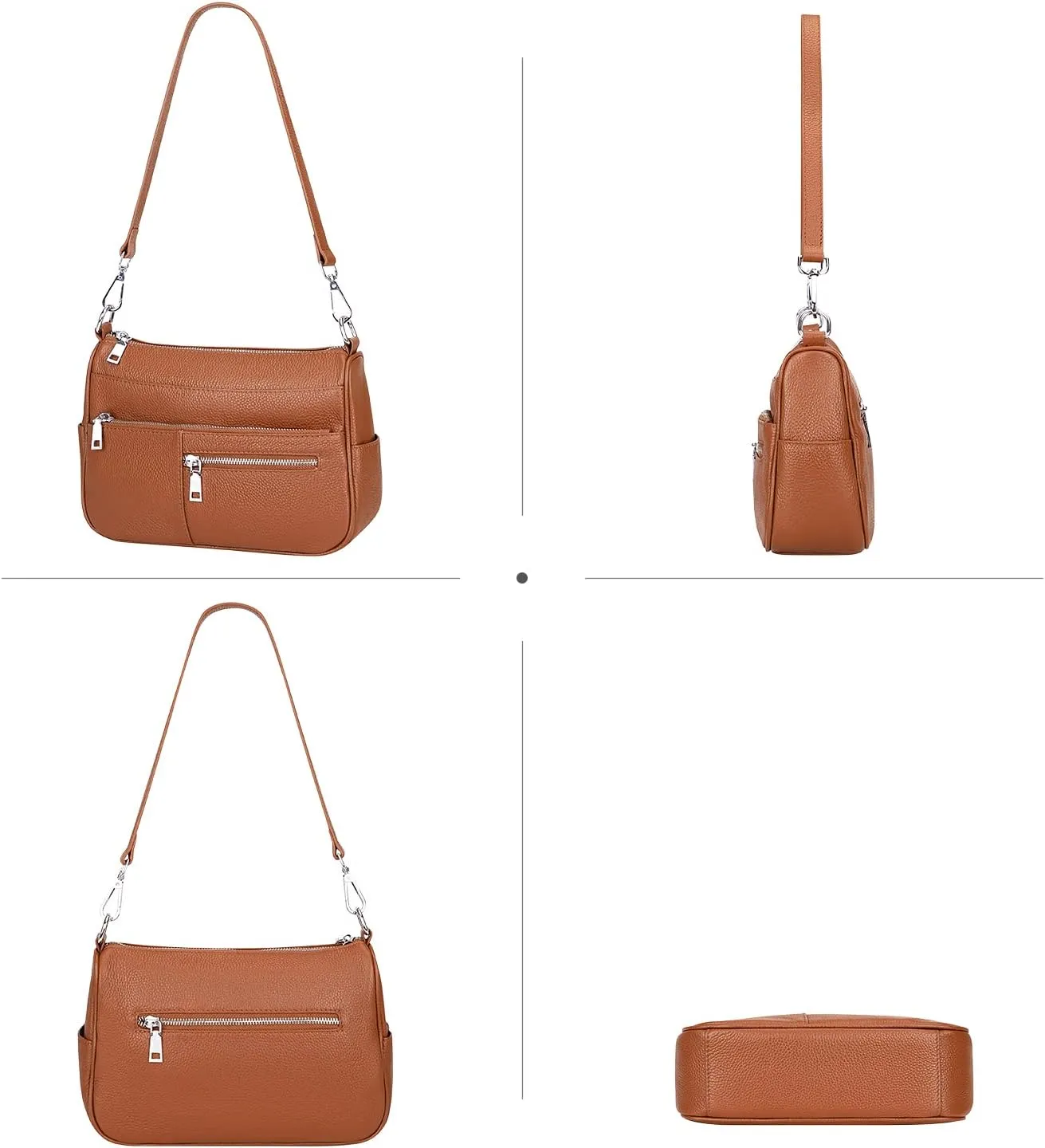 Over Earth Genuine Leather Shoulder Bag Small Crossbody Handbags for Women Ladies Purse