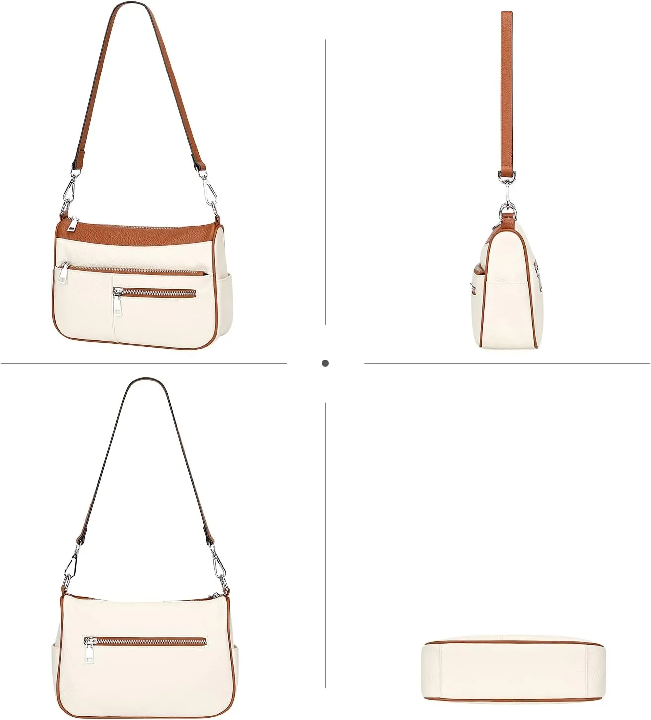 Over Earth Genuine Leather Shoulder Bag Small Crossbody Handbags for Women Ladies Purse