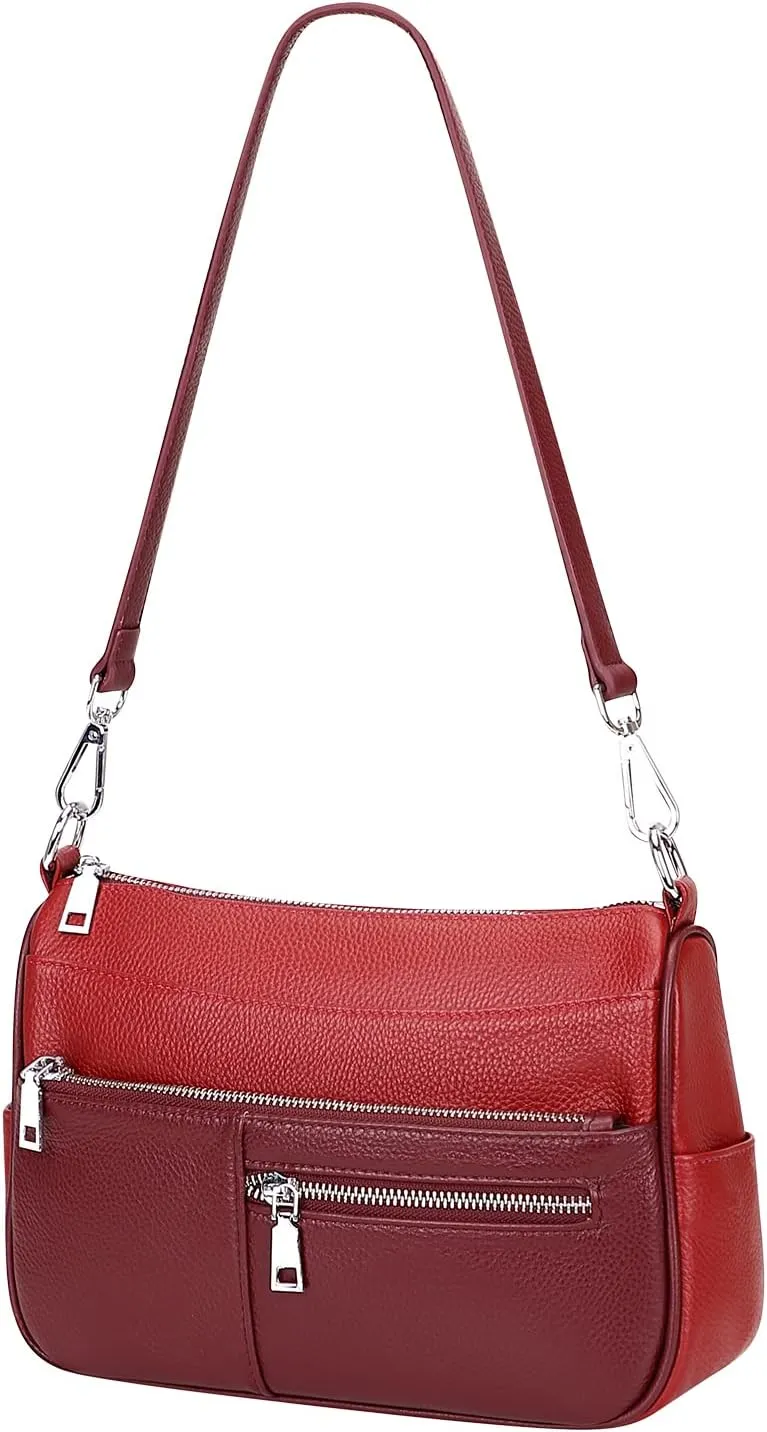 Over Earth Genuine Leather Shoulder Bag Small Crossbody Handbags for Women Ladies Purse