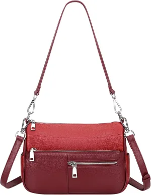 Over Earth Genuine Leather Shoulder Bag Small Crossbody Handbags for Women Ladies Purse