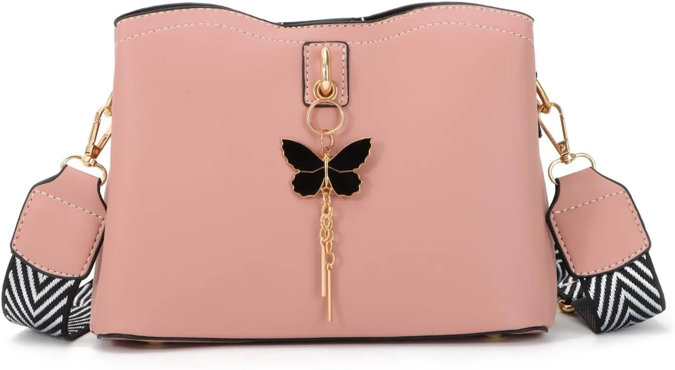 Oweisong Leather Butterfly Purse for Women Small Trendy Crossbody Shoulder Bag Ladies Fashion Cute White Handbags