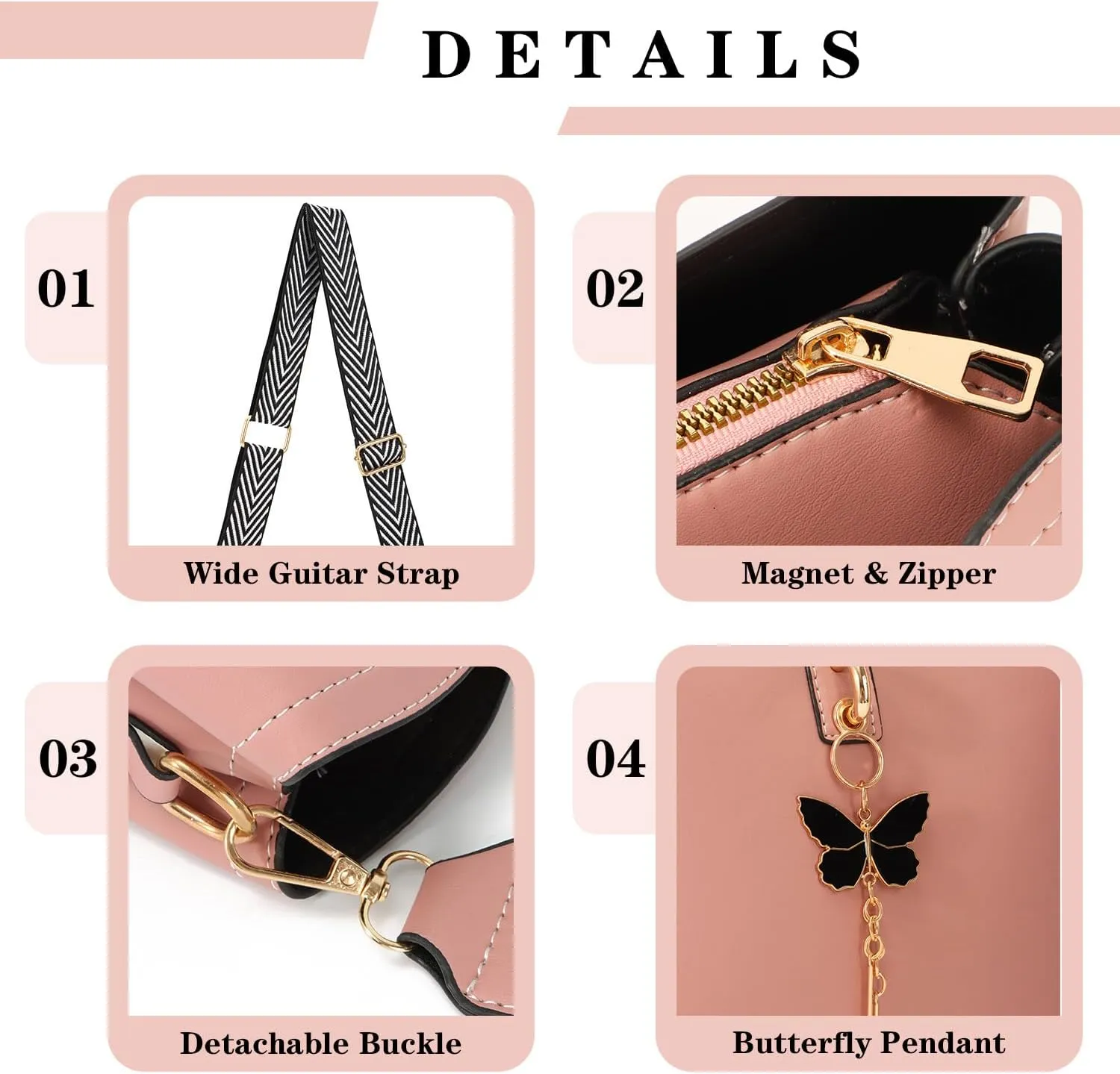 Oweisong Leather Butterfly Purse for Women Small Trendy Crossbody Shoulder Bag Ladies Fashion Cute White Handbags