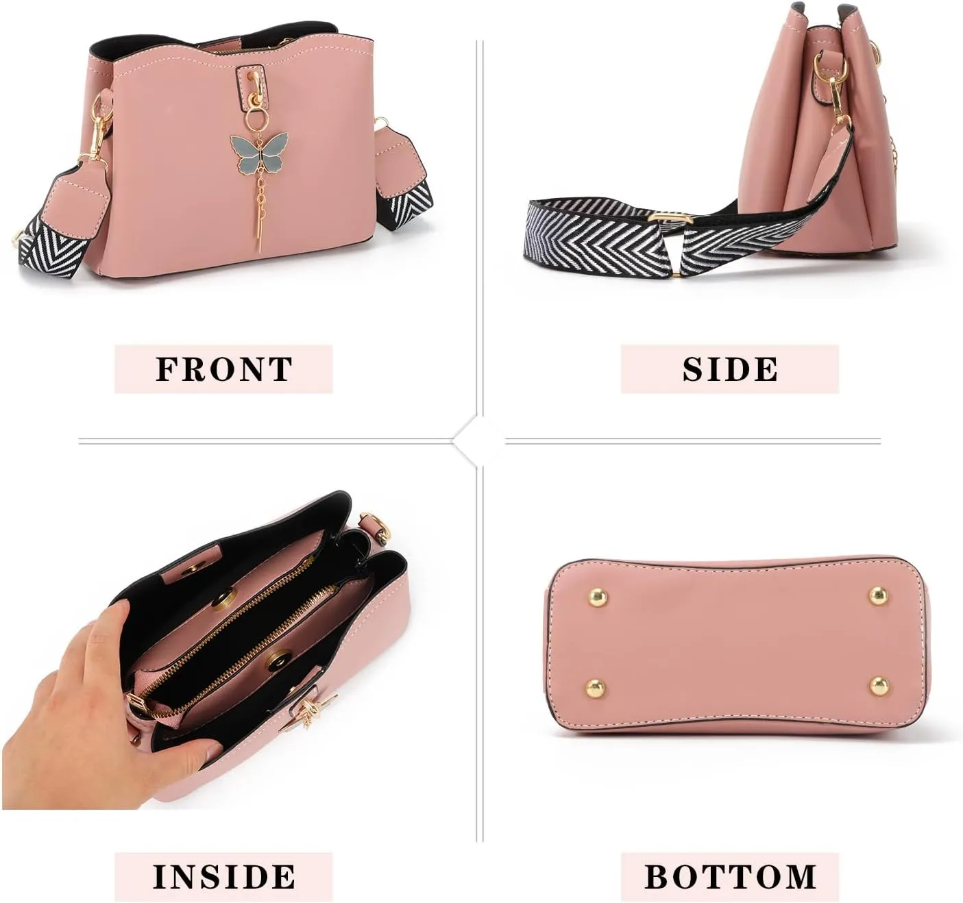 Oweisong Leather Butterfly Purse for Women Small Trendy Crossbody Shoulder Bag Ladies Fashion Cute White Handbags