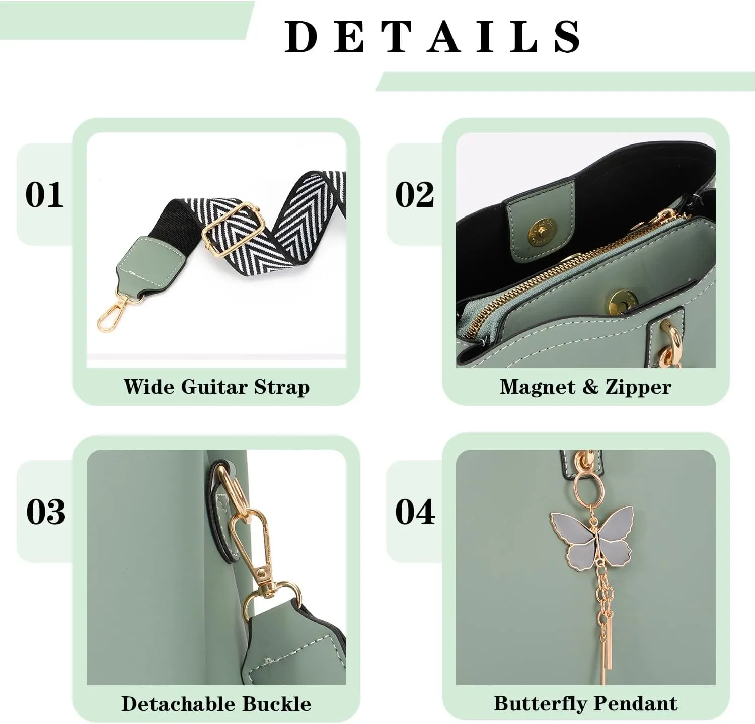 Oweisong Leather Butterfly Purse for Women Small Trendy Crossbody Shoulder Bag Ladies Fashion Cute White Handbags