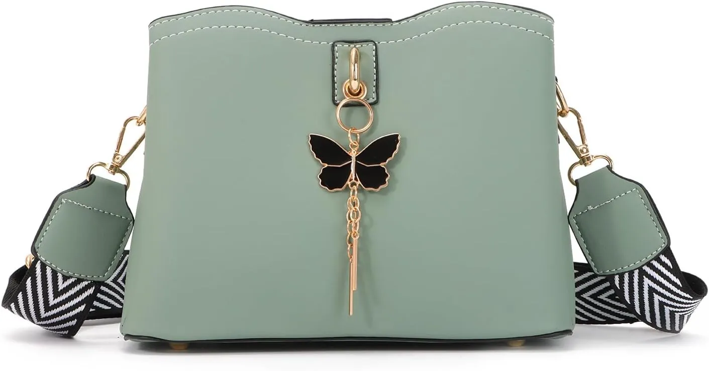 Oweisong Leather Butterfly Purse for Women Small Trendy Crossbody Shoulder Bag Ladies Fashion Cute White Handbags
