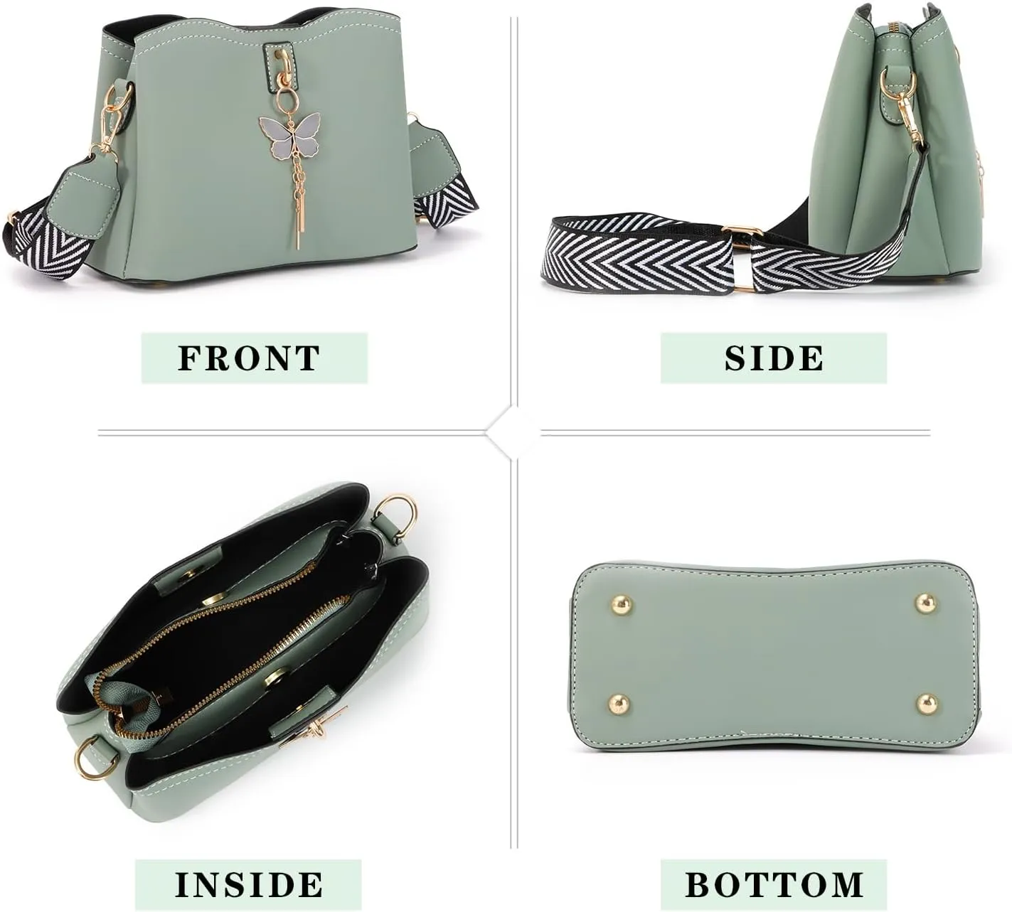 Oweisong Leather Butterfly Purse for Women Small Trendy Crossbody Shoulder Bag Ladies Fashion Cute White Handbags