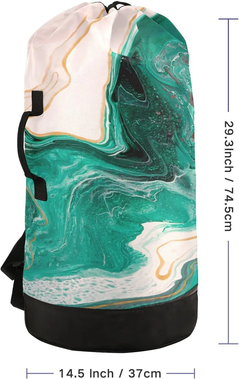 Oyihfvs Green Beige Paint Luxury Marble Agate Ripples Abstract Marine Art Backpack Laundry Bag, Laundry Backpack with Shoulder Straps, Waterproof Nylon Clothes Hamper Bag for Men Women Yoga Backpack