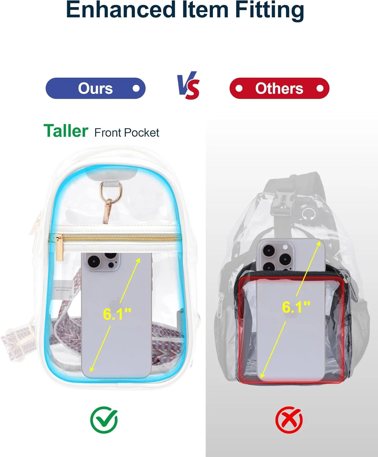 PACKISM Clear Bag for Stadium Events - Clear Sling Bag for Sport Concert, Clear Crossbody Bags for Women with Comfortable Strap