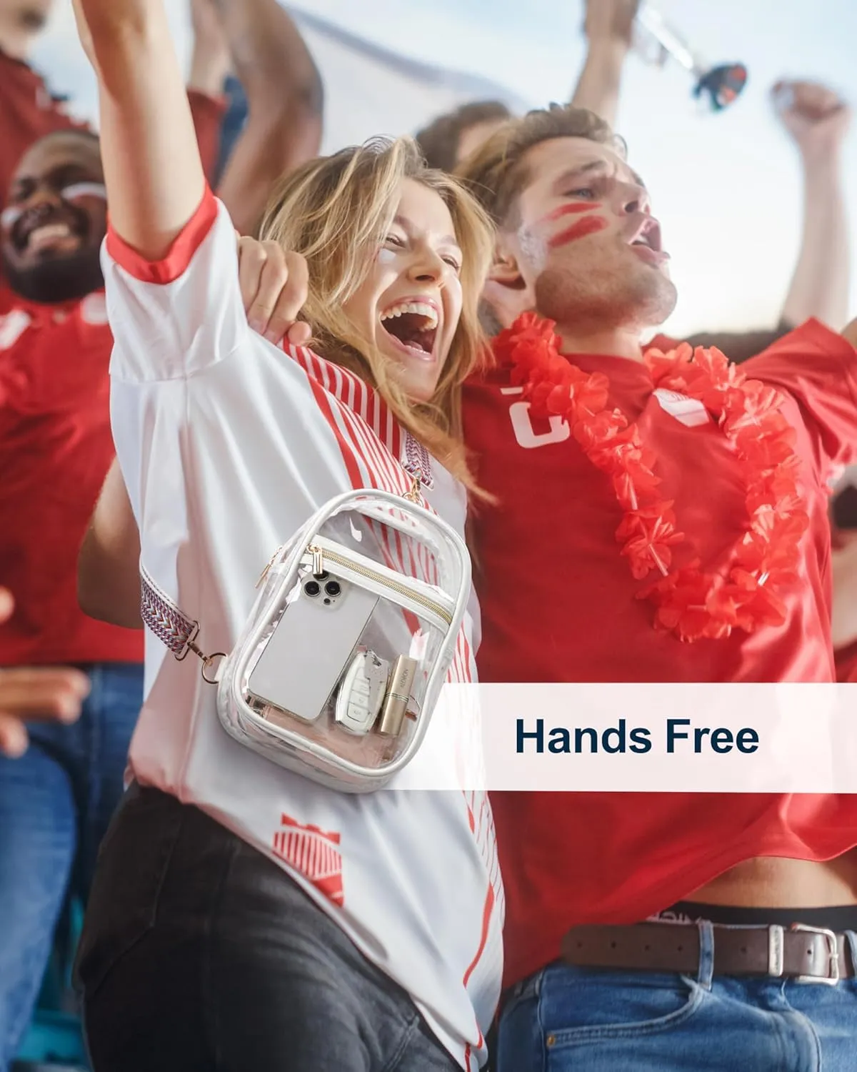 PACKISM Clear Bag for Stadium Events - Clear Sling Bag for Sport Concert, Clear Crossbody Bags for Women with Comfortable Strap
