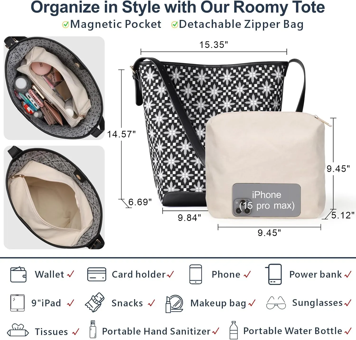 PACKISM Large Hobos Bag for Women - Pattern Boho Bag for Travel Shoulder Bag