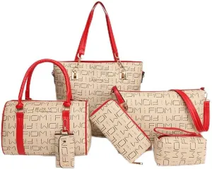 Pahajim 6-Pcs Women Handbag Set: Shoulder, Tote, Satchel, Crossbody, Wallet, Messenger Bags