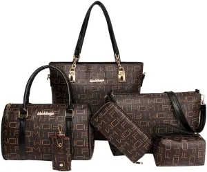 Pahajim 6-Pcs Women Handbag Set: Shoulder, Tote, Satchel, Crossbody, Wallet, Messenger Bags