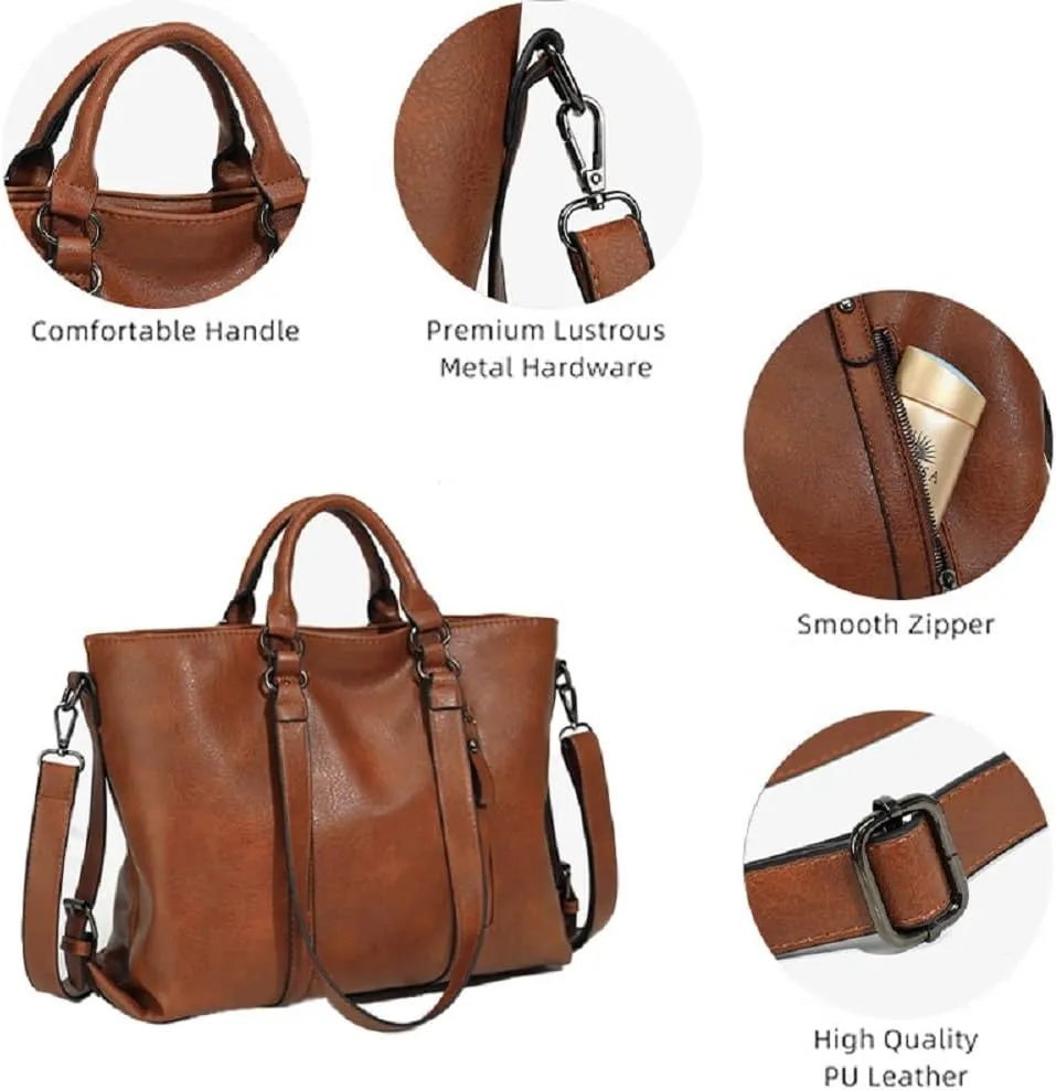 Pahajim Handbags for Women Large Designer Ladies Hobo bag Bucket Purse Faux Leather