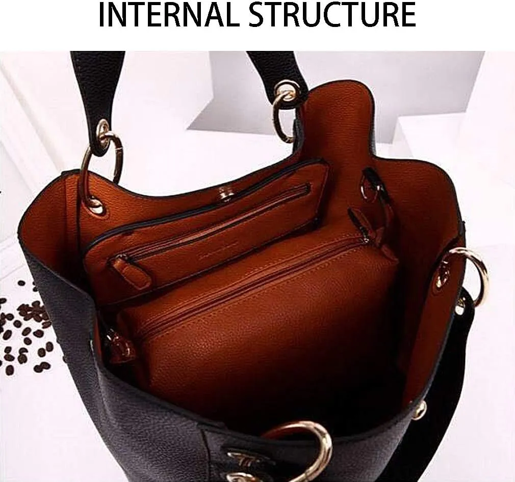 Pahajim Purses and Handbags for Women Large Capacity Work Tote Bag PU Leather Bucket Shoulder Bags Designer Satchel Hobo Bags