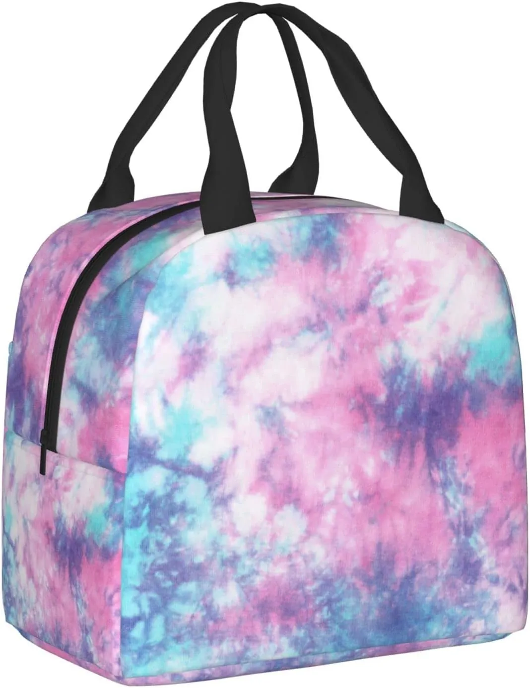 Pastel Blue Pink Tie Dye Lunch Box Insulated Meal Bag Lunch Bag Reusable Snack Bag Food Container For Boys Girls Men Women School Work Travel Picnic