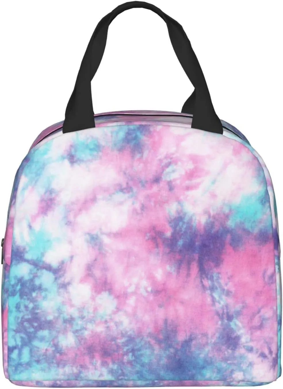 Pastel Blue Pink Tie Dye Lunch Box Insulated Meal Bag Lunch Bag Reusable Snack Bag Food Container For Boys Girls Men Women School Work Travel Picnic