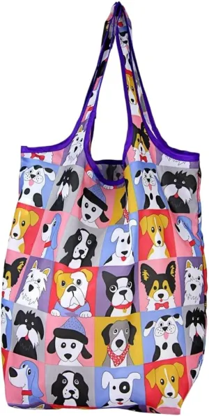 Paws Pets Compact Shopping Bags Set of 3 Reusable Foldable Tote Bags for Groceries Travel Eco Friendly Animal Lovers