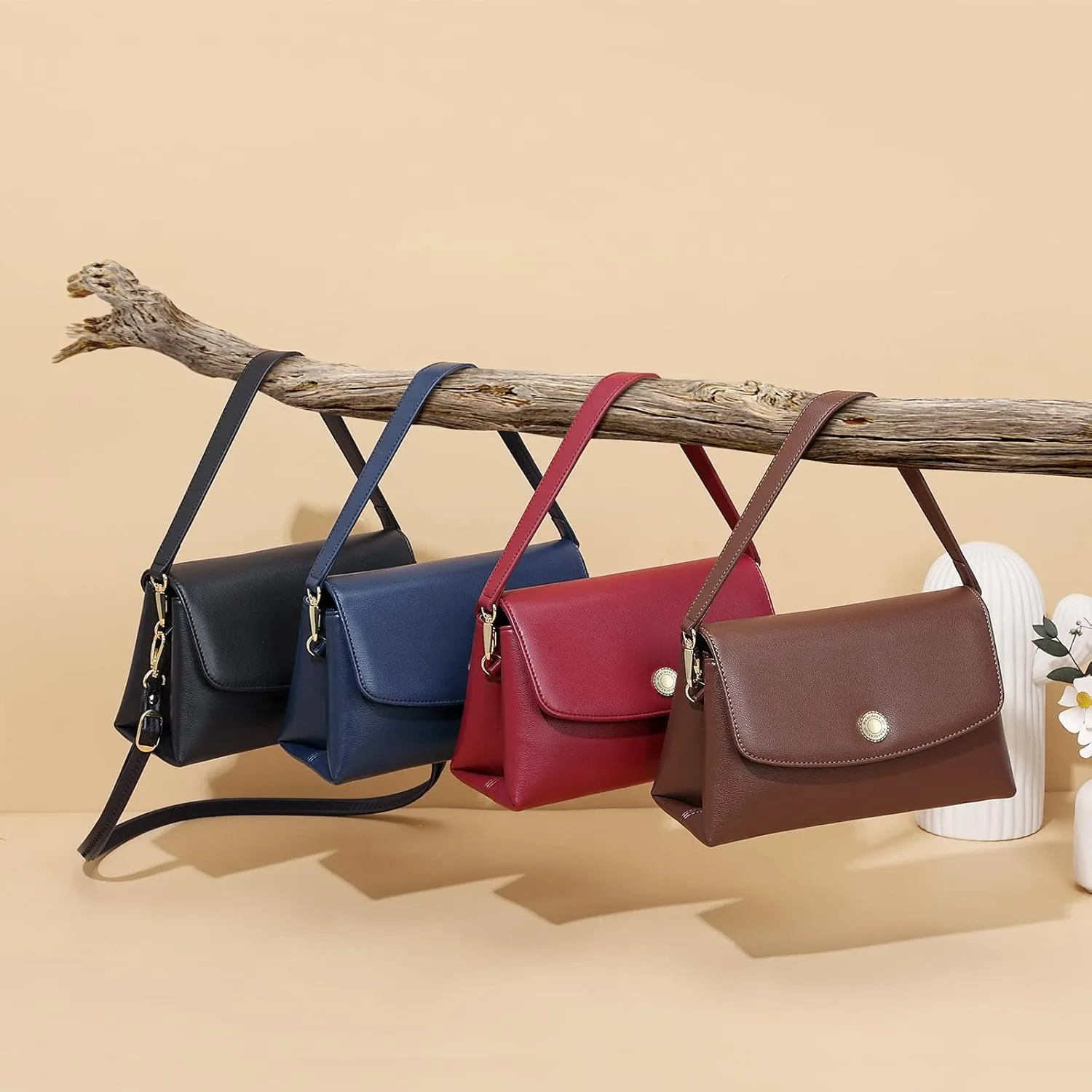 Peacocktion Small Shoulder Bags, Crossbody Purses for Women Vegan Leather Handbag Hobo Purse, 2 Straps