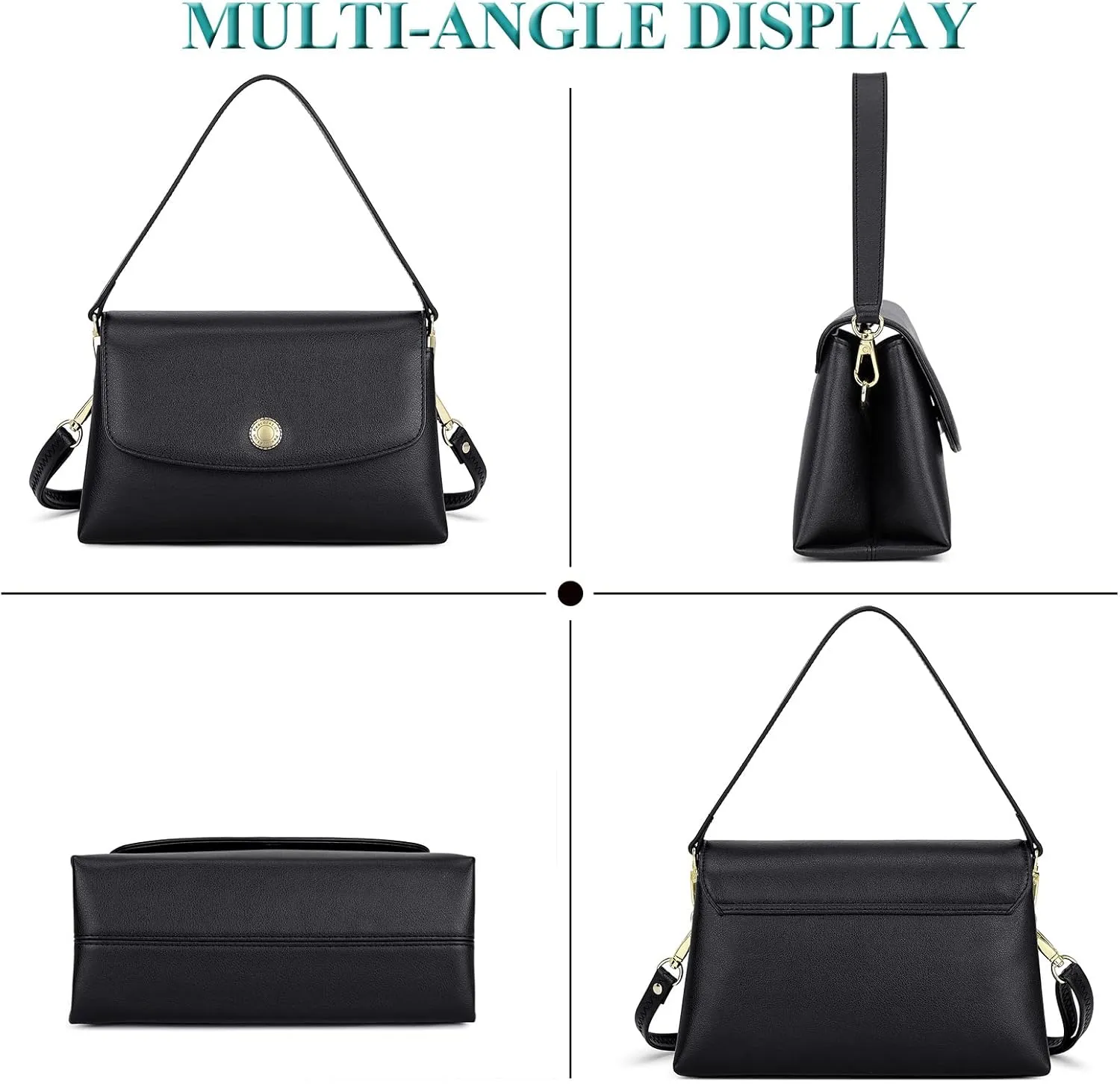 Peacocktion Small Shoulder Bags, Crossbody Purses for Women Vegan Leather Handbag Hobo Purse, 2 Straps