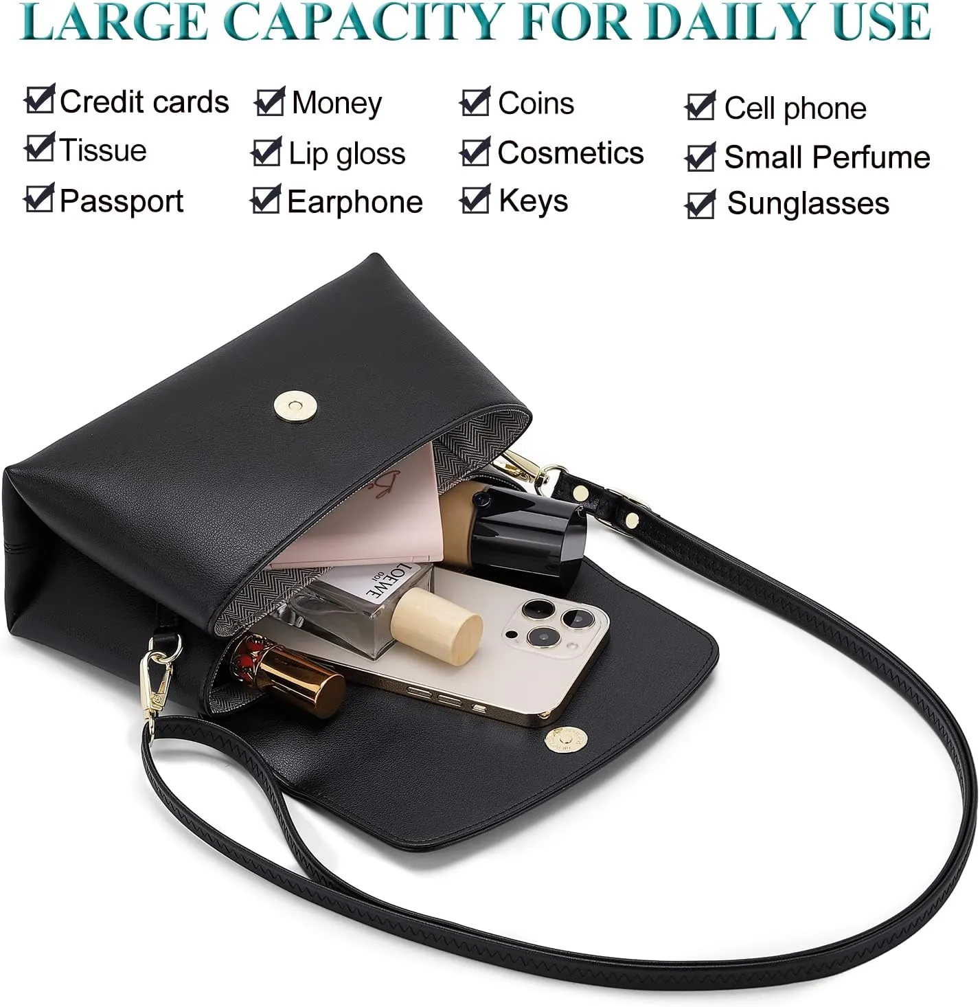 Peacocktion Small Shoulder Bags, Crossbody Purses for Women Vegan Leather Handbag Hobo Purse, 2 Straps