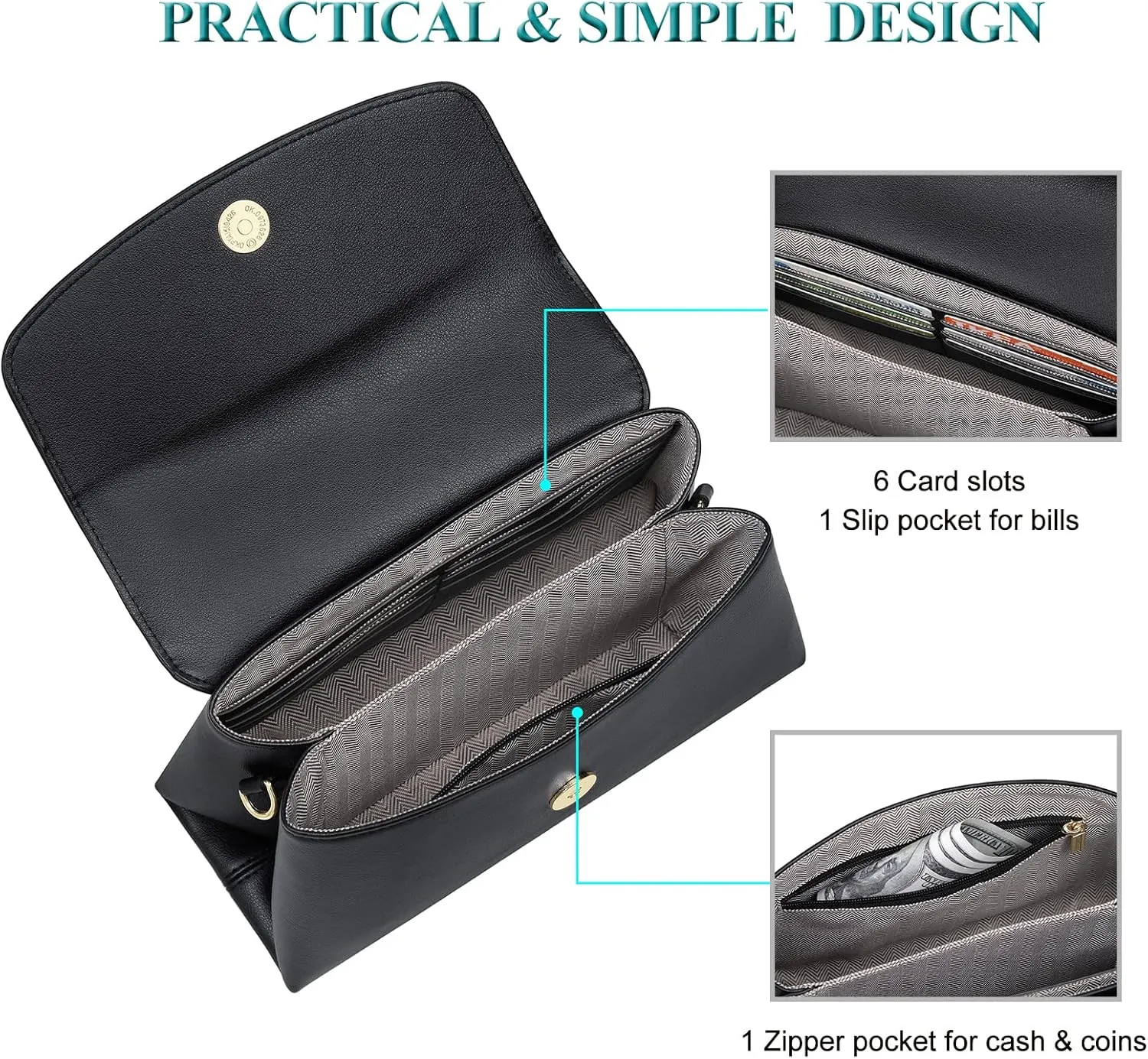Peacocktion Small Shoulder Bags, Crossbody Purses for Women Vegan Leather Handbag Hobo Purse, 2 Straps