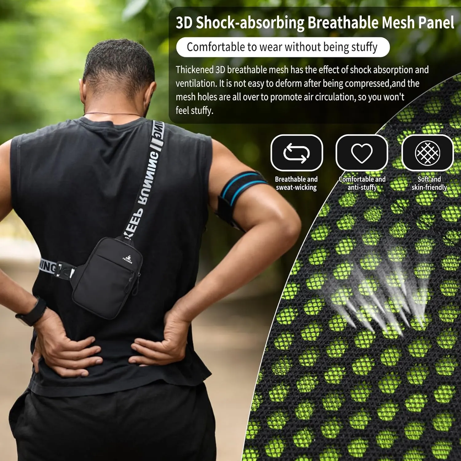Peicees Mini Crossbody Sling Bag Chest Bag Dual Pocket Water Resistant Fanny Pack Running Phone Holder for Men Women Workout Travel, Pink